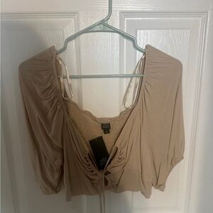 Wild Fable Beige Ruched Blouse